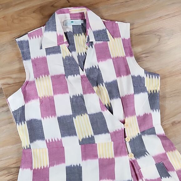 EUC Cotton Checkeredboard Passion Lilie Wrap Dress - Picture 2 of 8